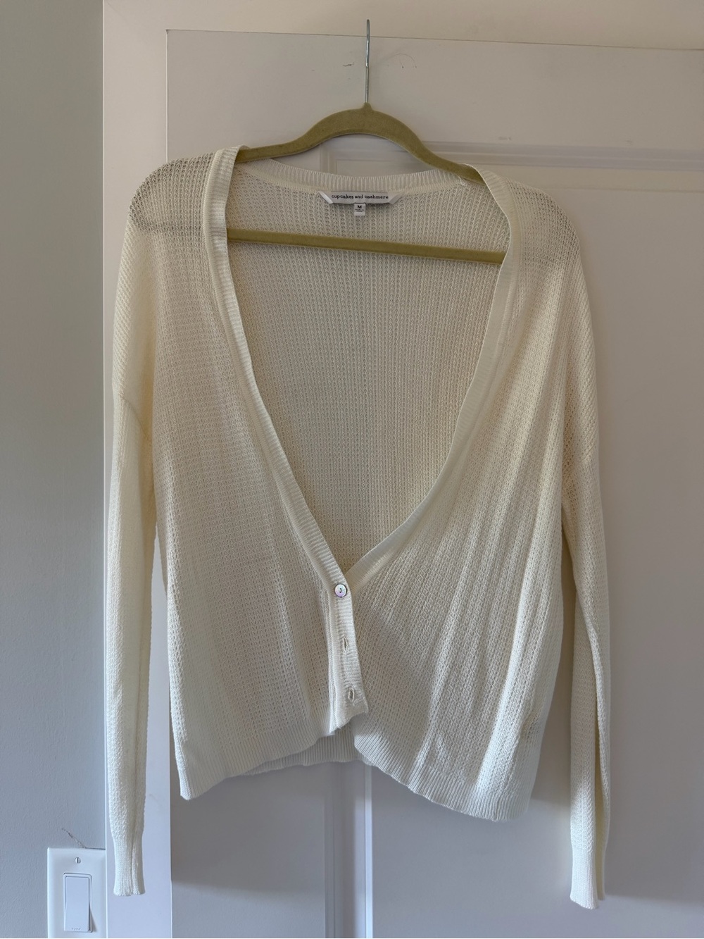 cupcakes & cashmere Cream Open-Weave V-Neck Cardigan